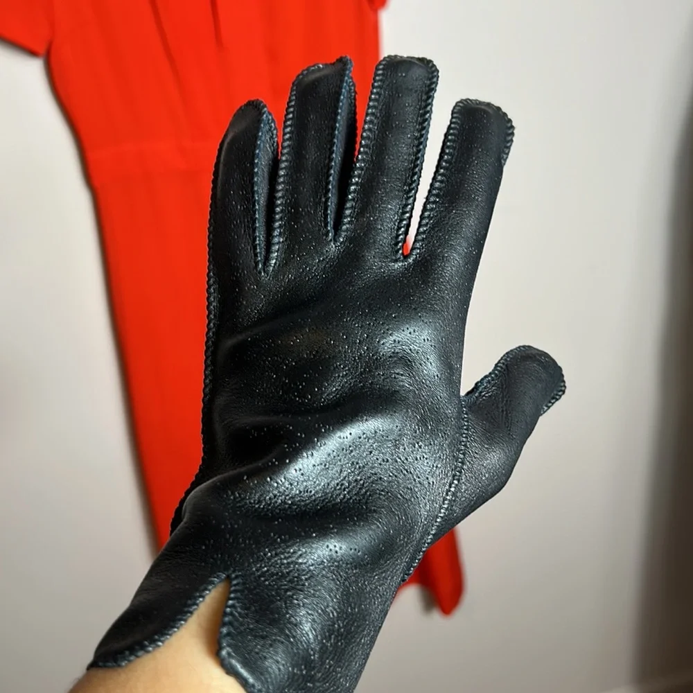 Deerskin Black Super Soft Leather Gloves driving size XL vintage